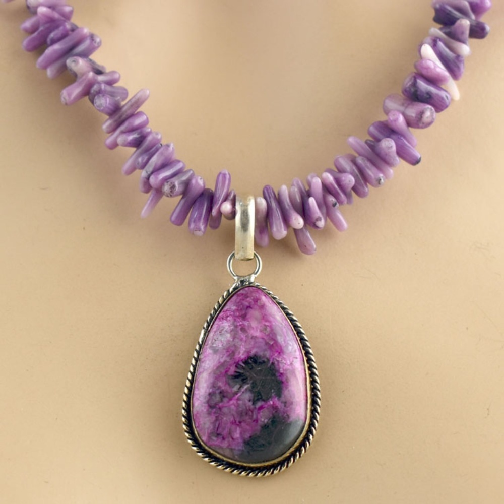 Purple Coral & Agate Necklace Set - Picture 4 of 4